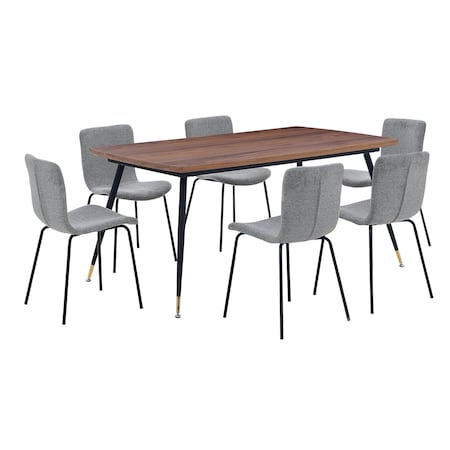 Armen Living Messina and Gillian Light Gray Fabric 7 Piece Rectangular Dining Set SETMSDICH7C